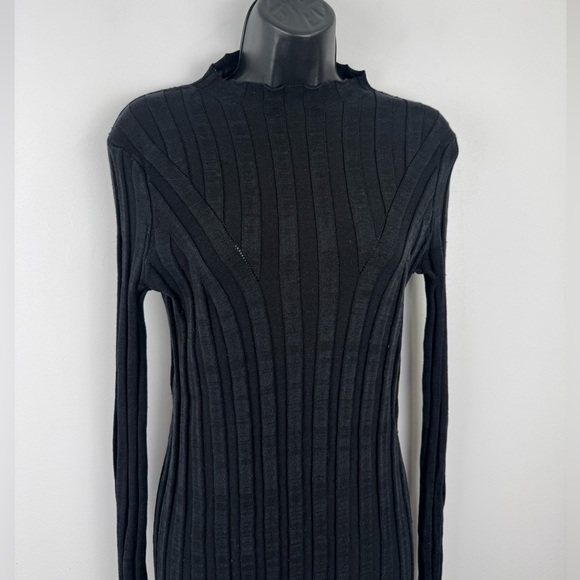 LouLou Studio Women Gaya Black Ribbed Mock Neck Dress Size XS - Picture 2 of 7